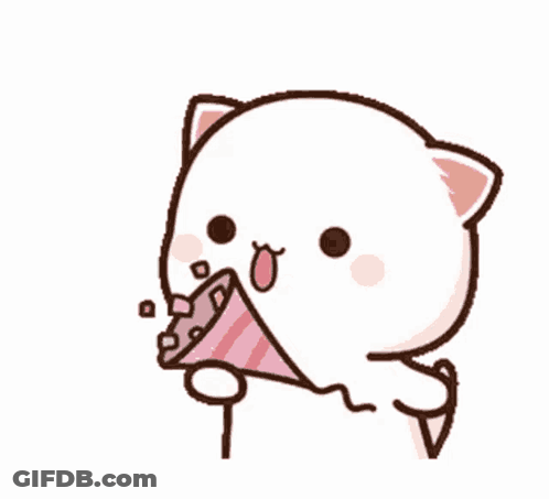 Cartoon Cat Holding Pink Party Hat Making Funny Face GIF