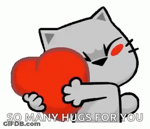 Cartoon Cat Holding Red Heart GIF