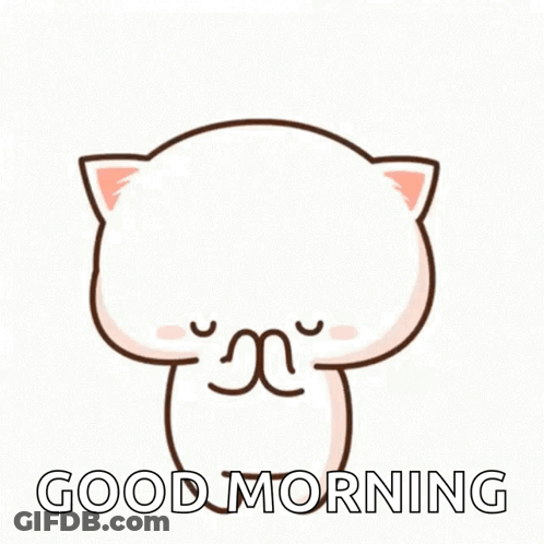 Cartoon Cat Holding Red Heart Saying Good Morning GIF
