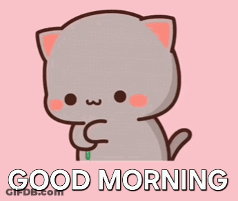 Cartoon Cat Holding Red Rose Good Morning GIF