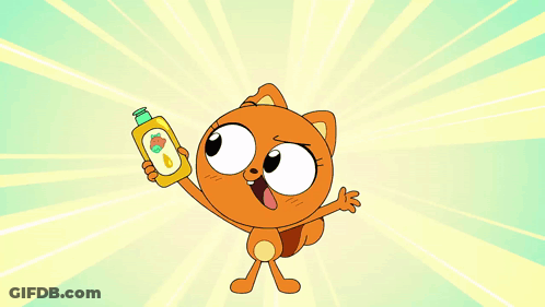 Cartoon Cat Holding Shampoo Bottle With Letter G GIF