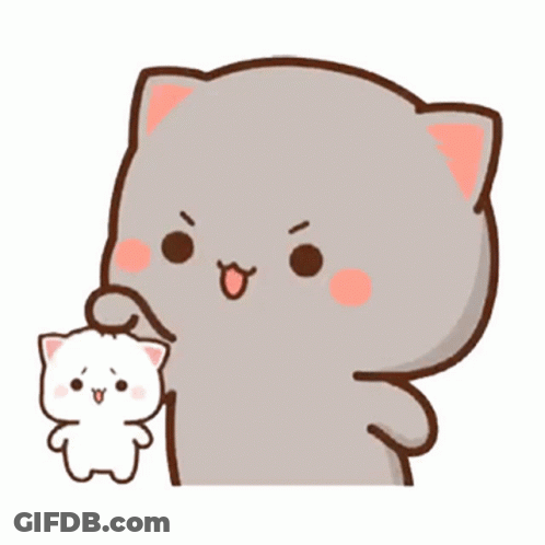 Cartoon Cat Holding Small White Cat GIF