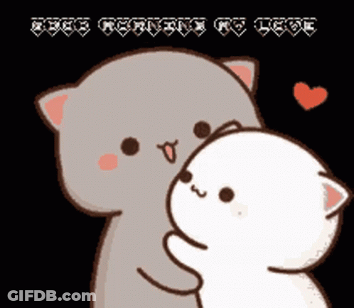 Cartoon Cat Holding Smaller Cat With Heart GIF