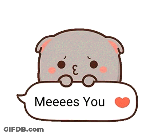 Cartoon Cat Holding Speech Bubble Saying Meees You GIF