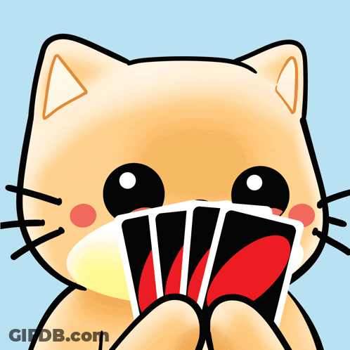 Cartoon Cat Holding Stack Of Playing Cards GIF
