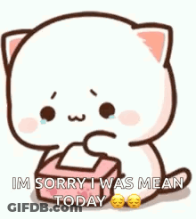 Cartoon Cat Holding Tissues Sorry GIF