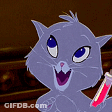 Cartoon Cat Holding Toothpaste Bottle GIF
