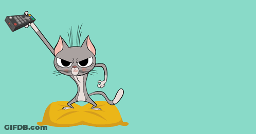 Cartoon Cat Holding TV Remote GIF