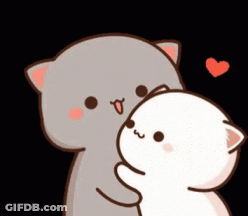 Cartoon Cat Holding White Cat GIF
