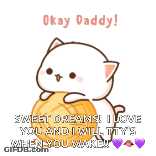 Cartoon Cat Holding Yarn Says Okay Daddy GIF