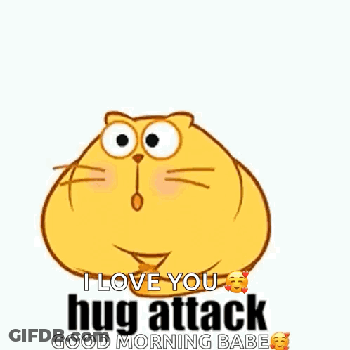 Cartoon Cat Hugged By White Cat I Love You GIF