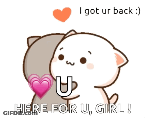 Cartoon Cat Hugging Another Cat Here For U Girl GIF