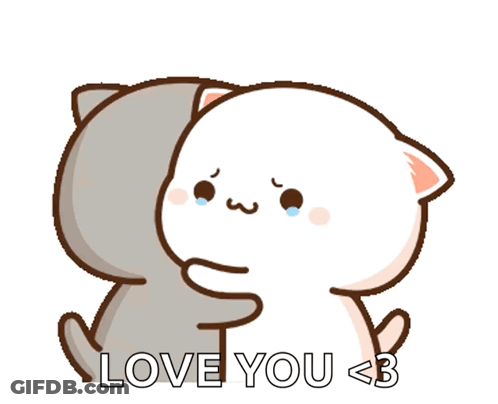 Cartoon Cat Hugging Another Cat Love You <3 GIF