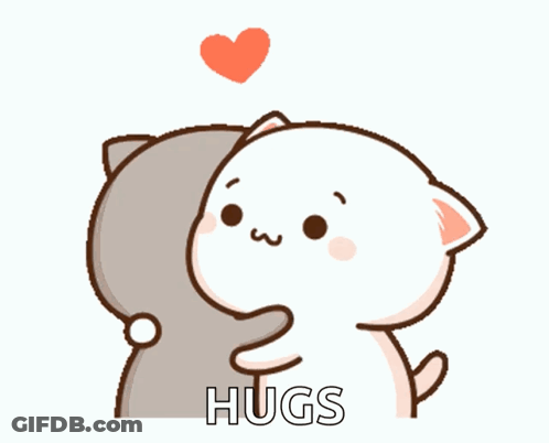 Cartoon Cat Hugging Another Cat Saying Hugs GIF