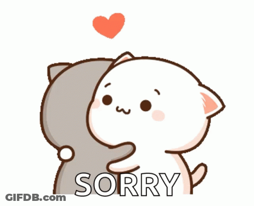 Cartoon Cat Hugging Another Cat Saying Sorry GIF