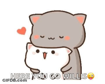 Cartoon Cat Hugging Another Cat With Heart Background GIF