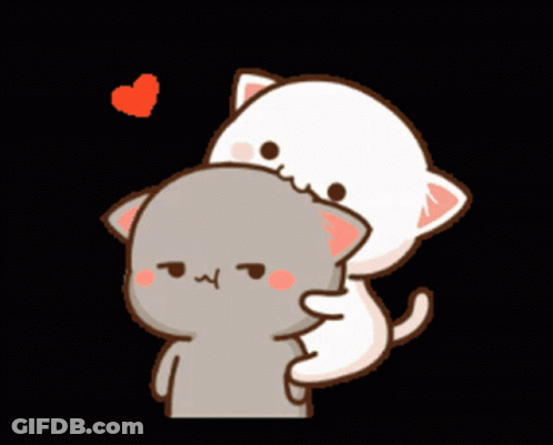 Cartoon Cat Hugging Another Cat With Heart GIF