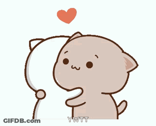 Cartoon Cat Hugging Another Cat With Heart GIF