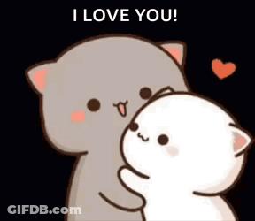 Cartoon Cat Hugging Another I Love You GIF