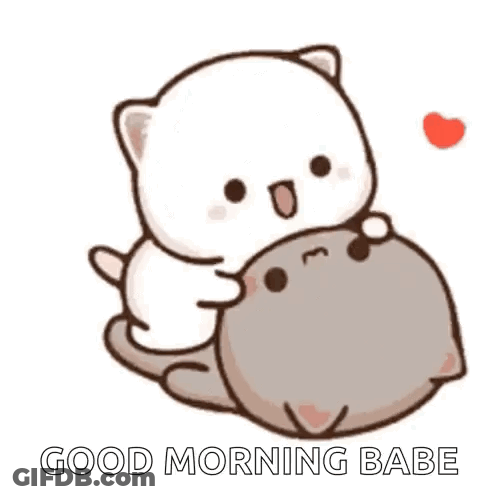Cartoon Cat Hugging Another With Heart GIF