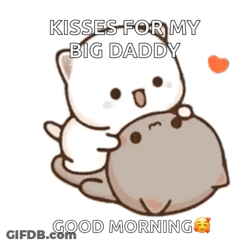 Cartoon Cat Hugging Another With Kisses For My Big Daddy GIF