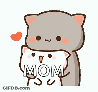 Cartoon Cat Hugging Mom Sign GIF