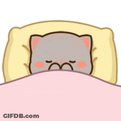 Cartoon Cat In Bed With Pillow And Pink Blanket GIF