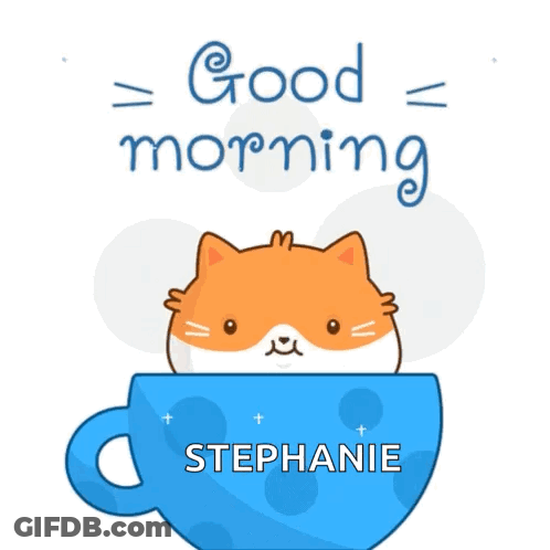 Cartoon Cat In Blue Cup Stephanie GIF