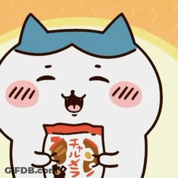 Cartoon Cat In Blue Hat Holding Food Bag GIF