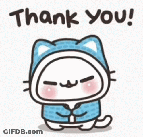 Cartoon Cat In Blue Sweater And Hoodie Saying Thank You GIF