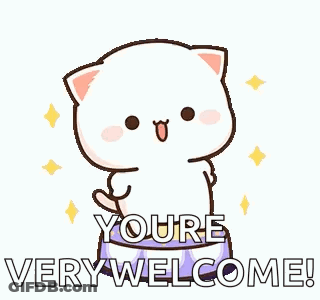 Cartoon Cat In Bowl Saying You're Very Welcome GIF
