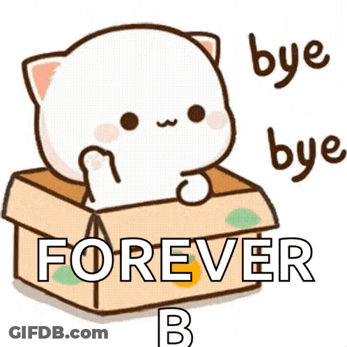 Cartoon Cat In Box Saying Bye Bye Forever GIF