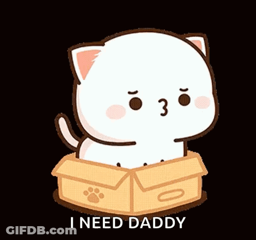 Cartoon Cat In Box Saying I Need Daddy GIF