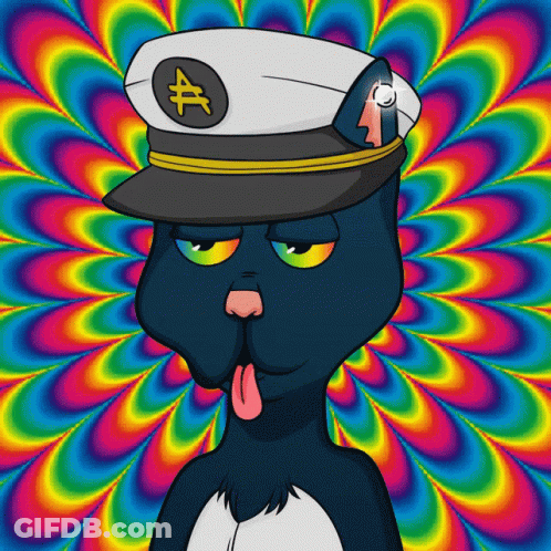 Cartoon Cat In Captain Hat With Number 4 GIF