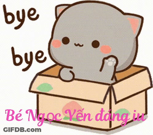 Cartoon Cat In Cardboard Box Saying Bye Bye GIF