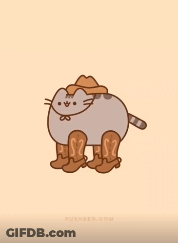 Cartoon Cat In Cowboy Boots And Hat GIF