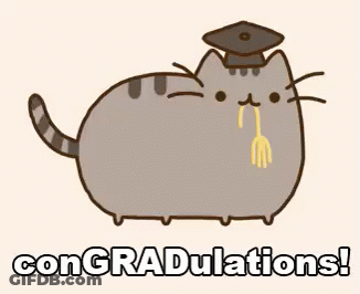 Cartoon Cat In Graduation Cap Saying Congratulations GIF