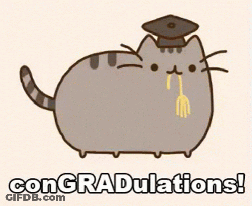 Cartoon Cat In Graduation Cap Saying Congratulations GIF