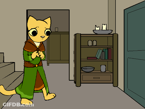 Cartoon Cat In Green Robe GIF