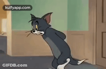Cartoon Cat In Hallway With Mouse In Mouth GIF