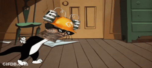 Cartoon Cat In Hard Hat And Sunglasses Walking GIF