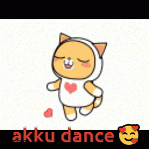 Cartoon Cat In Heart Shirt Dancing GIF