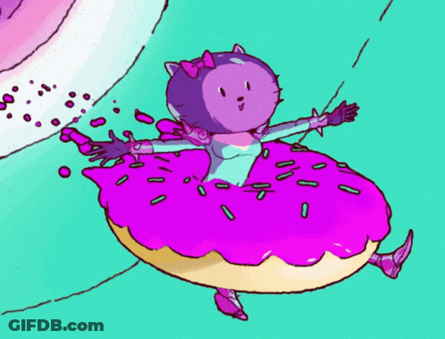 Cartoon Cat In Purple Donut GIF