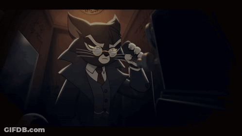 Cartoon Cat In Suit And Tie Looking GIF