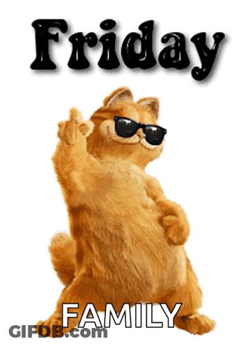 Cartoon Cat In Sunglasses Giving Middle Finger Saying Friday Family GIF