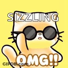 Cartoon Cat In Sunglasses Sizzling OMG GIF
