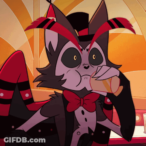 Cartoon Cat In Top Hat Drinking GIF