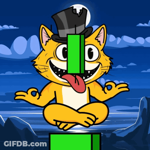 Cartoon Cat In Top Hat On Green Box Tongue Out GIF