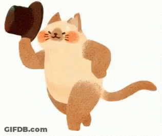 Cartoon Cat In Top Hat Waving GIF
