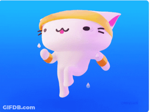Cartoon Cat In Yellow Headband Running GIF
